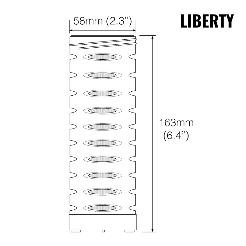 Load image into Gallery viewer, Graphic showing the dimensions of a Liberty Filter Cartridge
