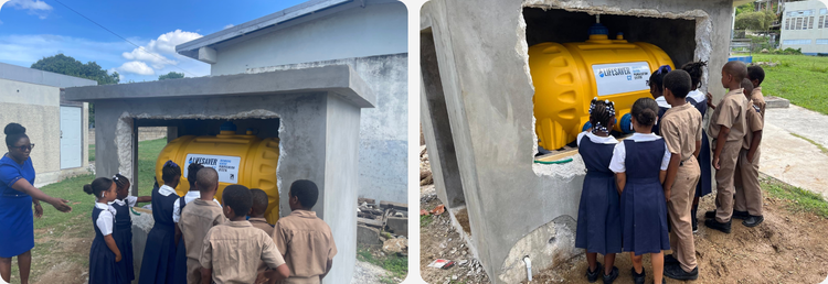 School children at a C2 water purifier
